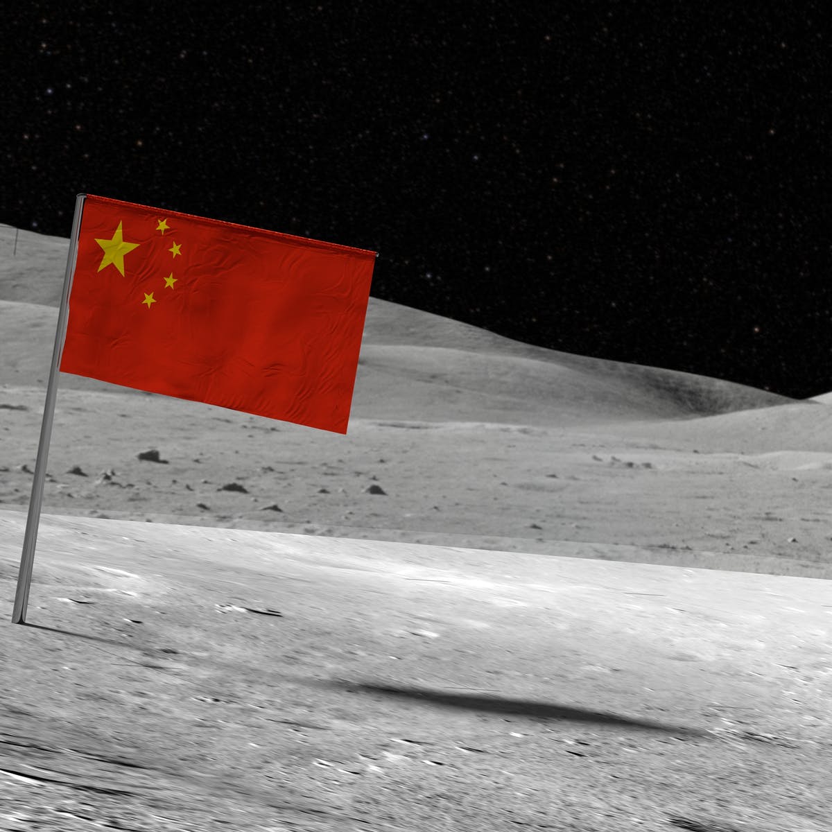 پرچم چین بر روی ماه